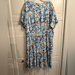Croft & Barrow Blue and Peach Floral Dress
